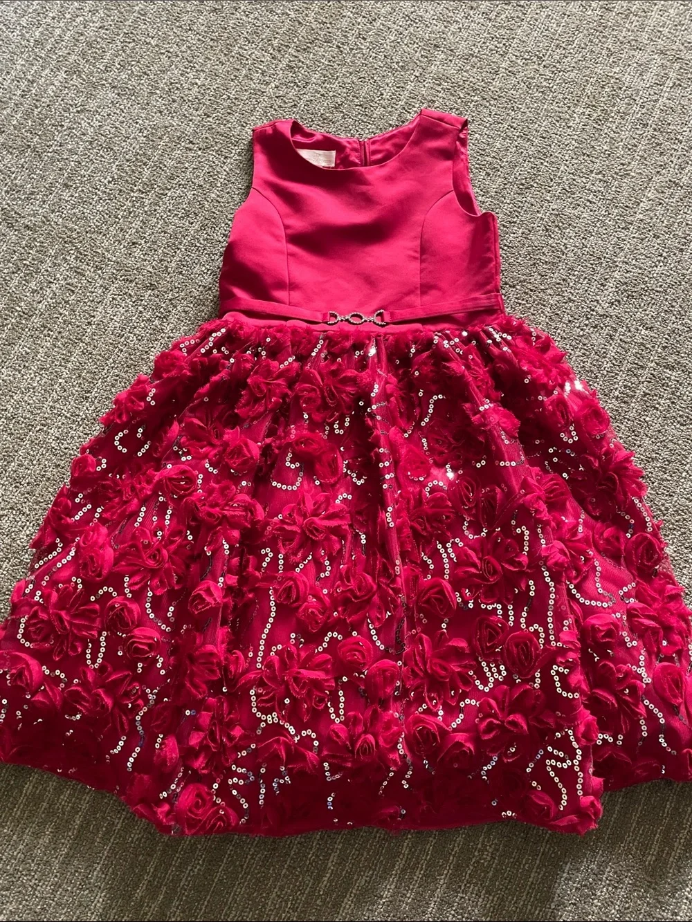American Princess Hot Pink Sequin Floral Party Dress